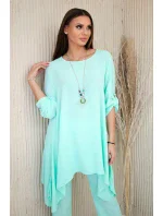 Sada halenky + kalhot s přívěskem světlá máta