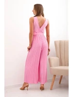 Plisovaná viskózová kombinéza světle růžová