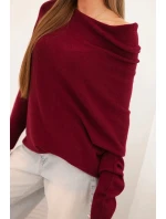 Dámský asymetrický batwing svetr z viskózy švestkový