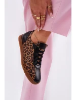 Dámské Kožené Sportovní Boty S Leopardím Vzorem Laura 2935 Hnědé