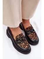 Kožené Mokasíny S Ozdobou A Panterou Černé Laura Messi 2965