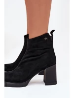 Semišové kožené dámské boty na podpatku Vinceza 91142 Černé Semišové kožené dámské boty na podpatku Vinceza 91142 Černé