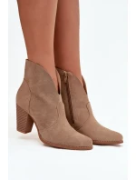 Dámské kotníkové boty na podpatku z ekokůže béžové Elvirae