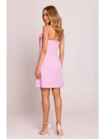 M851 Šaty s mašlemi - cukrkandlově růžové M851 Šaty s mašlemi - cukrkandlově růžové