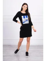 3D grafické šaty se zirkony černé