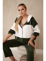 Souprava žebrovaného veluru mikina + kalhoty khaki Souprava žebrovaného veluru mikina + kalhoty khaki