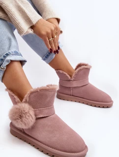 Růžové dámské semišové sněhule s výstřihy Eraclio