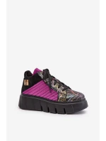 Kožené sneakersy na platformě fuchsie Maciejka 06767-15