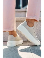 Dámské Textilní Tenisky Na Platformě Big Star RR274465 Béžové Dámské Textilní Tenisky Na Platformě Big Star RR274465 Béžové