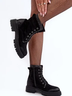 Zdobené dámské pracovní boty se zipem Black Santelia