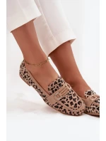 Dámské mokasíny/loafersy s panteřím vzorem Evelora – béžové