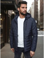 Pánská přechodná prošívaná bunda s kapucí tmavě modrá FashionStreet TX5004