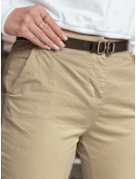 Dámské kalhoty slim fit s páskem LINESKA tmavě béžová FashionStreet UY2578