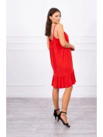 Šaty s tenkým páskem červené
