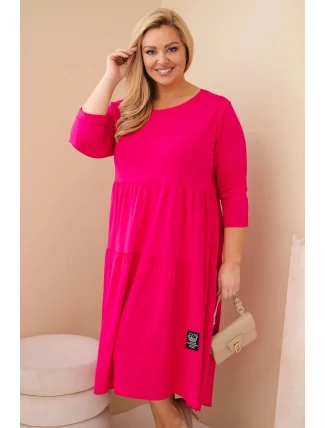 Dámská bavlněná sukýnka Plus Size s volánky a ohrnutým rukávem fuchsie