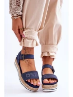 Dámské pohodlné sandály na platformě Big Star LL274869 námořnická modrá