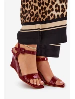 Lakované Dámské Sandály Na Klínu Bordové Vliraya