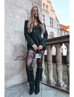 Zmačkané kozačky na jehlovém podpatku z ekzem veluru vyhřívané černé Mavella