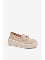 Kožené dámské mokasiny na platformě Vinceza Béžové