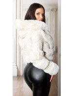 Sexy krátká zimní bunda z umělé kožešiny s kapucí
