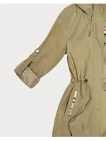 Damska kurtka z wykończeniem w kratkę Goodlookin piaskowa (KK60411-4#)