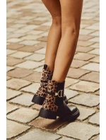 Zateplené Kotníkové Boty Dámské S Zlatým Detaily Panterka Černé Priscilla