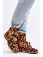 Dámské Kotníkové Boty Lu Boo Semišové s vykrojením Leopard Rock Girl