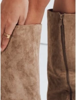 Dámské semišové boty s širokým svrškem khaki FashionStreet ZY1099