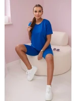 Set top+legíny chrpově modrá