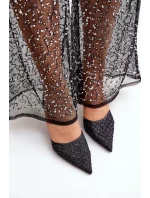 Lodičky S Otevřenou Patou Ozdobené Leskem Černé Berilae Lodičky S Otevřenou Patou Ozdobené Leskem Černé Berilae