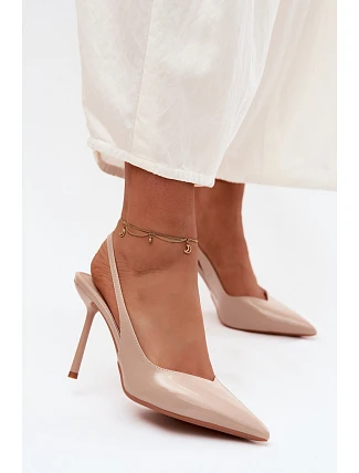 Lakované Lodičky Sandály Z Napodobeniny Kůže Béžové Calera