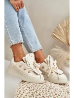 Sneakersy Damskie Na Platformie Beżowe Dolistana