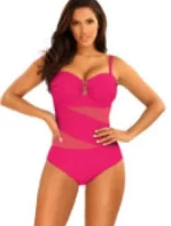 Dámské jednodílné plavky Gold6 S8030CH2-2d tm. růžové - Self