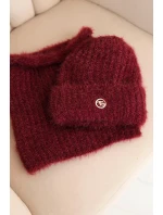 Dámská souprava čepice a šály bordó - K-Fashion
