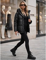 Dámská zimní prošívaná bunda s kapucí, černá, FashionStreet TY5966