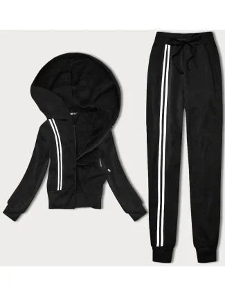 Černo-bílý dámský teplákový komplet s ozdobnými pruhy (KK0052) Černo-bílý dámský teplákový komplet s ozdobnými pruhy (KK0052)