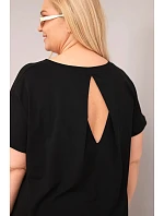 Dámská halenka Plus Size bavlněná s krátkým rukávem černá