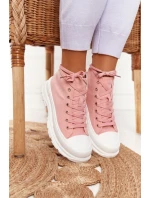 Dámské Vysoké Tenisky Na Velké Podrážce Růžové Trissy