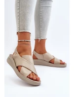 kožené sandály na klínu Černé Morgan