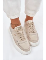 Dámské Kožené Tenisky Na Platformě Béžové Velarria