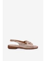 Elegantní Sandály S Dekorací Na Plochém Podpatku S.Barski KV51-003 Růžové Zlato