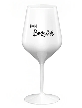 PANÍ BOŽSKÁ - bílá nerozbitná sklenice na víno 470 ml