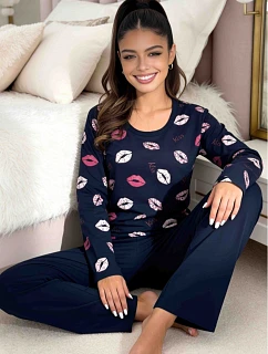 Pizama KISS long dark blue