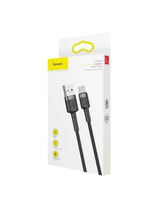 KABEL BASEUS USB NA USB-C CAFULE 3A 1M ŠEDÝ/ČERNÝ