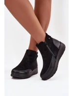 Dámské kotníkové boty na zip Vyhřívané kožešinou Černé Breena