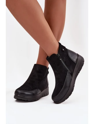 Dámské kotníkové boty na zip Vyhřívané kožešinou Černé Breena
