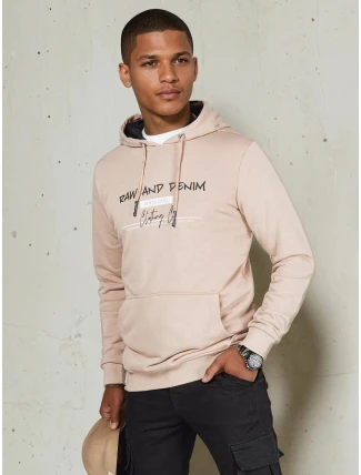 Pánská béžová mikina s potiskem FashionStreet BX5711