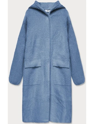 Světle modrý přehoz přes oblečení á la vlna s kapucí (B3006)