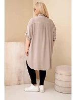 Dámská košile Plus Size z viskózy s květinovou výšivkou fango