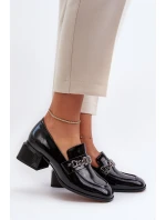 Lakované lodičky na podpatku černé S.Barski MR38-960